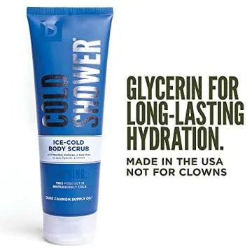 Duke Cannon Cold Shower Ice-Cold Body Scrub - 8oz Exfoliating Menthol & Caffeine Scrub with Aloe Vera, Plant-Based Thickeners, and Glycerin for Cooling Hydration