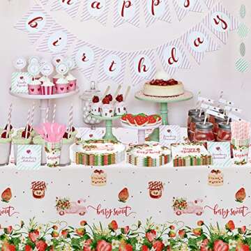 Xigejob Strawberry Birthday Party Supplies for 24 Guests