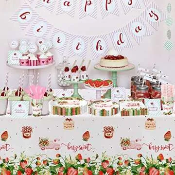 Xigejob Strawberry Birthday Party Supplies for 24 Guests
