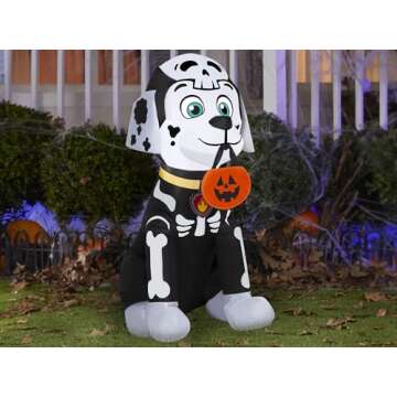 Gemmy Airblown Marshall in Skeleton Costume Nick, 3 ft Tall, Multi