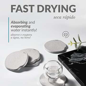 Momo Lifestyle Coasters for Drinks Drycup Stone Coaster Ultra Absorbent Made of Diatomaceous Earth Ideal for Wooden and Coffee Table Non Scratch Condensation Drink Coasters (2 Pack)