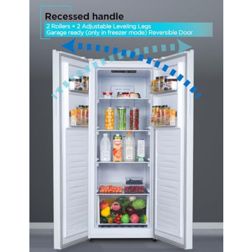 BLACK+DECKER 11 Cu. Ft. Convertible Freezer Refrigerator, Upright Freezer with Glass Shelves, Reversible Door, ENERGY STAR rated, Frost Free, BUC1100XW, White
