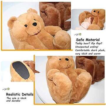 Guluman Plush Teddy Bear Cartoon Slippers for Women/Girl Home Indoor Soft Anti-Slip Faux Fur Cute Wa...
