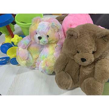 Guluman Plush Teddy Bear Cartoon Slippers for Women/Girl Home Indoor Soft Anti-Slip Faux Fur Cute Warm Slippers Winter Shoes Brown