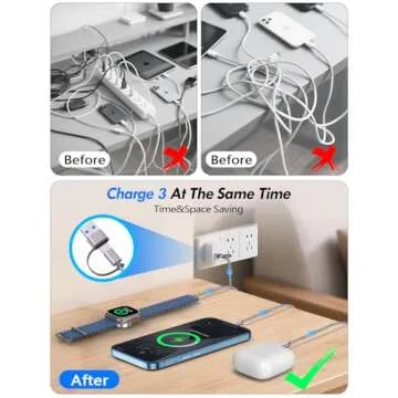 Fast Charging Cable for iPhone & Apple Watch - 2Pack