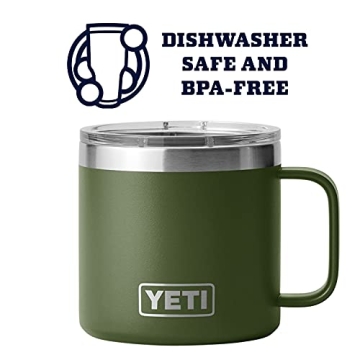 YETI Rambler 14 oz Mug, Vacuum Insulated, Stainless Steel with MagSlider Lid, Highlands Olive