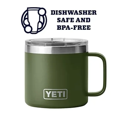 YETI Rambler 14 oz Mug, Vacuum Insulated, Stainless Steel with MagSlider Lid, Highlands Olive