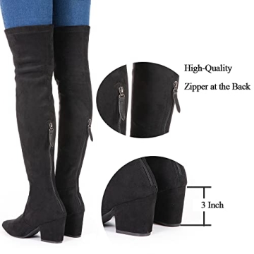 Stylish Mtzyoa Over The Knee Boots for Women in Black