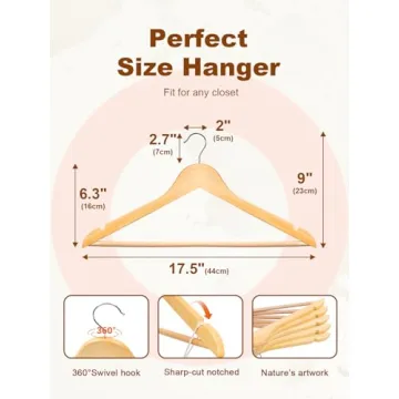Durable HOUSE DAY Wooden Hangers for Clothes Storage
