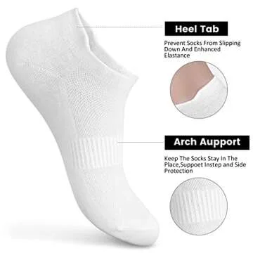 Women's Ankle Cotton Socks - Low Cut Athletic Sports Running Breathable Thin No Show Socks With Tab 6 Pairs