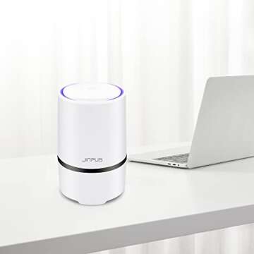 JINPUS Air Purifier Small Portable Air Cleaner for Bedroom with HEPA Filter, Upgraded Low Noise Home Air Purifiers GL-2103 (Powered by 4.9 ft USB Cable, No Adapter)