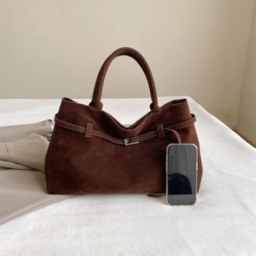 Stylish JQWYGB Faux Suede Tote Bag for Women