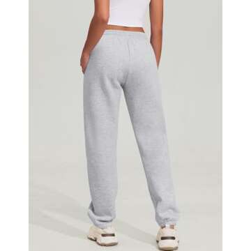 PINSPARK Grey Sweatpants for Women Fleece Sweatpant Winter Fall Jogger Athletic Pants Casual Lounge Baggy Warm Trousers Grey Large