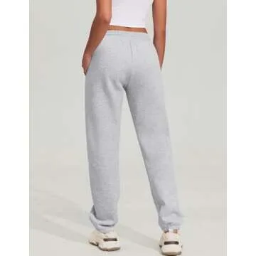 PINSPARK Grey Sweatpants for Women Fleece Sweatpant Winter Fall Jogger Athletic Pants Casual Lounge Baggy Warm Trousers Grey Large