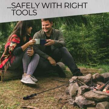 Juwell Fire Pit Poker and Protective Silicone Glove, 2 Pc. Set, Long 26” Iron Rod for Outdoor Camping, Grilling, Fireplace, or Backyard Barbecuing, Heavy-Duty Rust Resistant Finish, Black