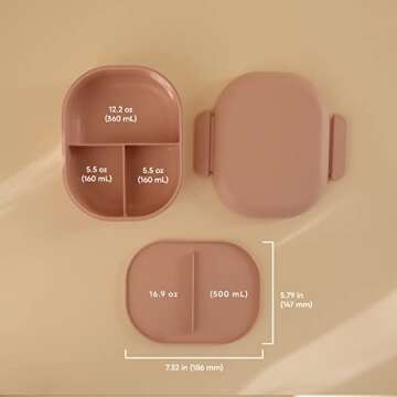 mushie Kids Bento Lunch Box | 3-Compartment & Removable Divider + Fork & Spoon Utensils | Great For ...