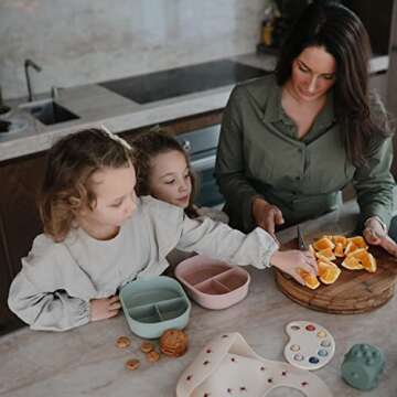 Mushie Kids Bento Lunch Box - 3 Compartments + Utensils