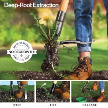 Weed Puller Tool – Heavy Duty Stand-Up Weeder with Bamboo Handle