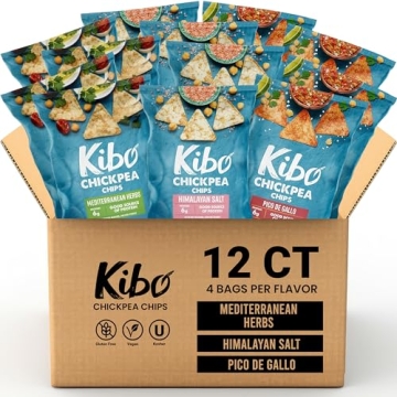 Kibo Chickpea Chips - High Protein/Fiber, Plant-Based, Cert. Gluten Free, Non-GMO, Vegan, Kosher, 3 ...