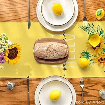 Bright Yellow Sunflower Table Runner for Entertaining