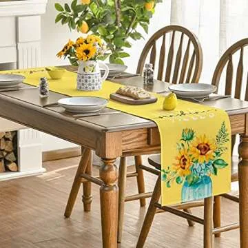 Bright Yellow Sunflower Table Runner for Entertaining