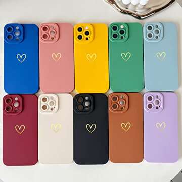 Yeddabox Compatible with iPhone 13 Pro Max Case Cute, Luxury Heart Phone Case Side Pattern Soft TPU ...