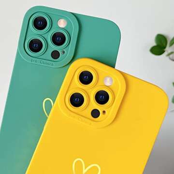 Yeddabox Compatible with iPhone 13 Pro Max Case Cute, Luxury Heart Phone Case Side Pattern Soft TPU Shockproof Full Camera Lens Protective Case for iPhone 13 Pro Max 6.7" for Women Girl - Purple