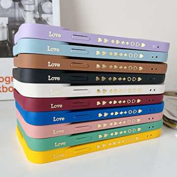 Yeddabox Compatible with iPhone 13 Pro Max Case Cute, Luxury Heart Phone Case Side Pattern Soft TPU Shockproof Full Camera Lens Protective Case for iPhone 13 Pro Max 6.7" for Women Girl - Purple