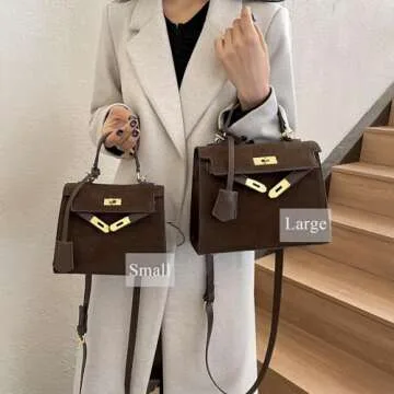 Stylish Brown Suede Top Handle Satchel for Women