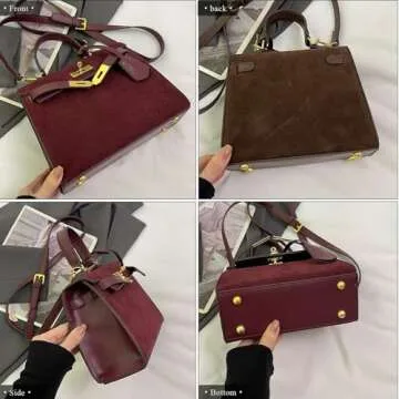 Stylish Brown Suede Top Handle Satchel for Women