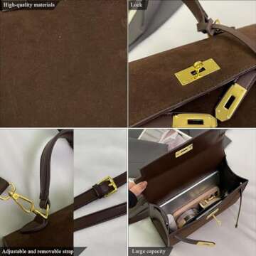 Stylish Brown Suede Top Handle Satchel for Women