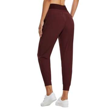BALEAF Women's Joggers Lightweight Hiking Pants High Waist 5 Zipper Pockets Quick Dry Travel Athleti...