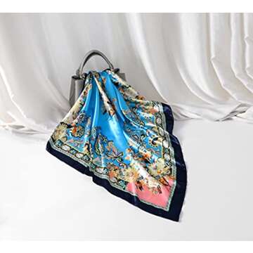 35" Large Square Satin Head Scarf - 4Pcs Head Scarves Silk Like Hair Scarves Head Wraps Headscarf for Women (Paisley)