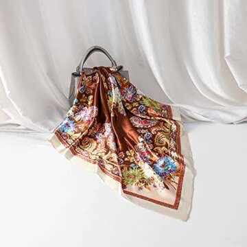 35" Large Square Satin Head Scarf - 4Pcs Head Scarves Silk Like Hair Scarves Head Wraps Headscarf for Women (Paisley)