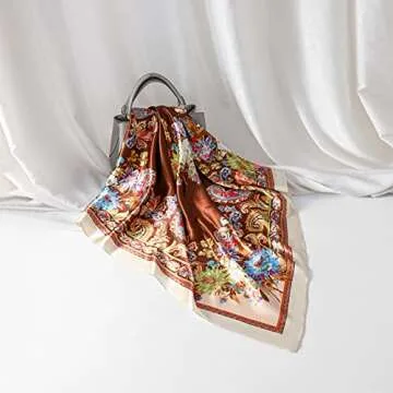 35" Large Square Satin Head Scarf - 4Pcs Head Scarves Silk Like Hair Scarves Head Wraps Headscarf for Women (Paisley)