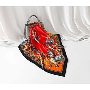 35" Large Square Satin Head Scarf - 4Pcs Head Scarves Silk Like Hair Scarves Head Wraps Headscarf for Women (Paisley)