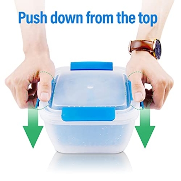 Genteen Berry Containers for Fridge, Fruit Containers for Fridge BPA Free Colander with Lid and Removable Drain Basket Muti-use Berry Keeper Container (1.5L+1.5L-Blue+Pink)