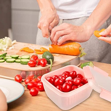 Genteen Berry Containers for Fridge, Fruit Containers for Fridge BPA Free Colander with Lid and Removable Drain Basket Muti-use Berry Keeper Container (1.5L+1.5L-Blue+Pink)