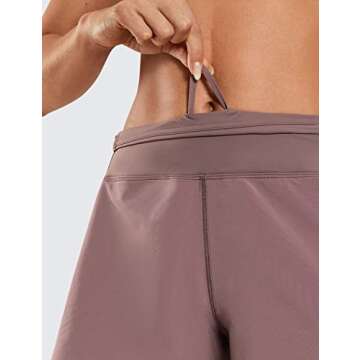 CRZ Yoga Womens Lightweight Gym Athletic Workout Shorts Liner 4" - Quick Dry Running Sport Spandex Shorts Mesh Zipper Pockets Mauve Small