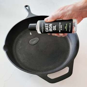 CARON & DOUCET - 100% Plant-Based Cast Iron Cleaning Set: Seasoning Oil & Soap for Washing, Restoring & Seasoning Skillets, Pans & Grills!