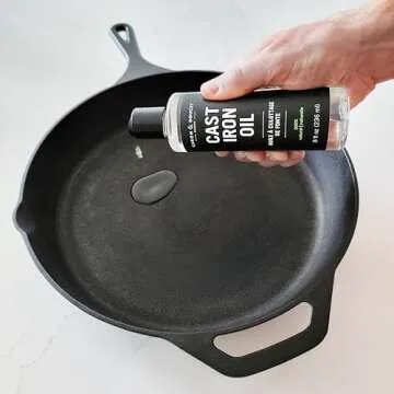 CARON & DOUCET - 100% Plant-Based Cast Iron Cleaning Set: Seasoning Oil & Soap for Washing, Restoring & Seasoning Skillets, Pans & Grills!