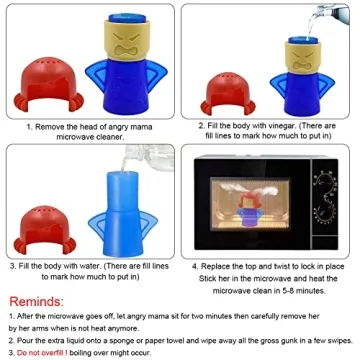 Abnaok Microwave Cleaner, 2 PCS Angry Mama Microwave Cleaner Microwave Oven Steam Cleaner Easily Clean in Minutes Cleans Add Vinegar and Water for Home or Office with English Manual (Blue+Purple)