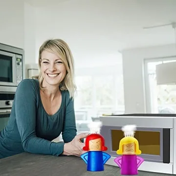 Abnaok Microwave Cleaner, 2 PCS Angry Mama Microwave Cleaner Microwave Oven Steam Cleaner Easily Clean in Minutes Cleans Add Vinegar and Water for Home or Office with English Manual (Blue+Purple)