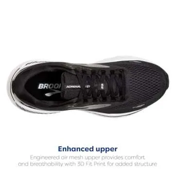 Brooks Women’s Adrenaline GTS 23 Supportive Running Shoe - Black/White/Silver - 12 Medium