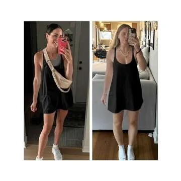 TIQOJE Womens 2024 Summer Sleeveless Mini Dress Spaghetti Strap Sundress with Built-in Shorts Golf Athletic Dresses