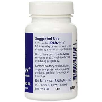 Biocidin Olivirex Olive Leaf Extract Capsules - Herbal Supplement for Microbial & Immune Support - Professional Grade & High Potency with Adaptogenic Herbs - Vegan, Gluten & Soy-Free (60 Capsules)