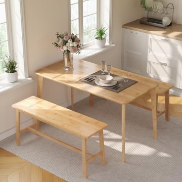 HOOBRO Bamboo Dining Bench - Stylish, Sturdy, Easy Assembly