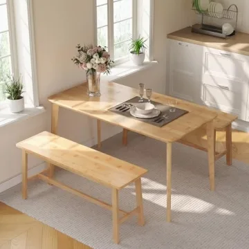 HOOBRO Bamboo Dining Bench - Stylish, Sturdy, Easy Assembly
