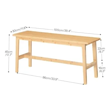 HOOBRO Bamboo Dining Bench - Stylish, Sturdy, Easy Assembly