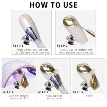 NewBang 2x12ml Metallic Painting Nail Gel Liner Polish, 3D Metal Mirror Effect Painted Drawing Nail Gel with Build in Thin Brush Glossy Chrome Gel Soak Off UV/LED Nail Art Manicure Set #Silver&Gold